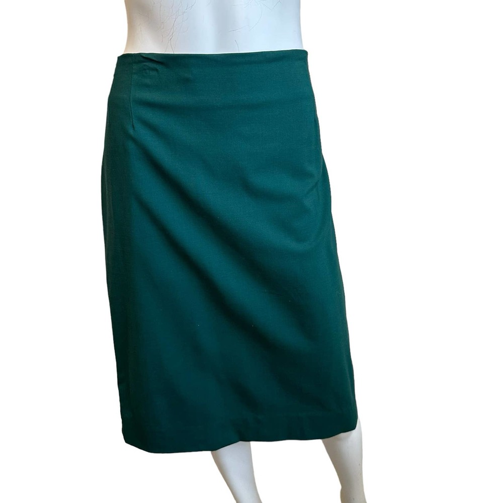 M.M. LAFLEUR Green Pencil Washable Wool Skirt sz 14 - Picture 6 of 6